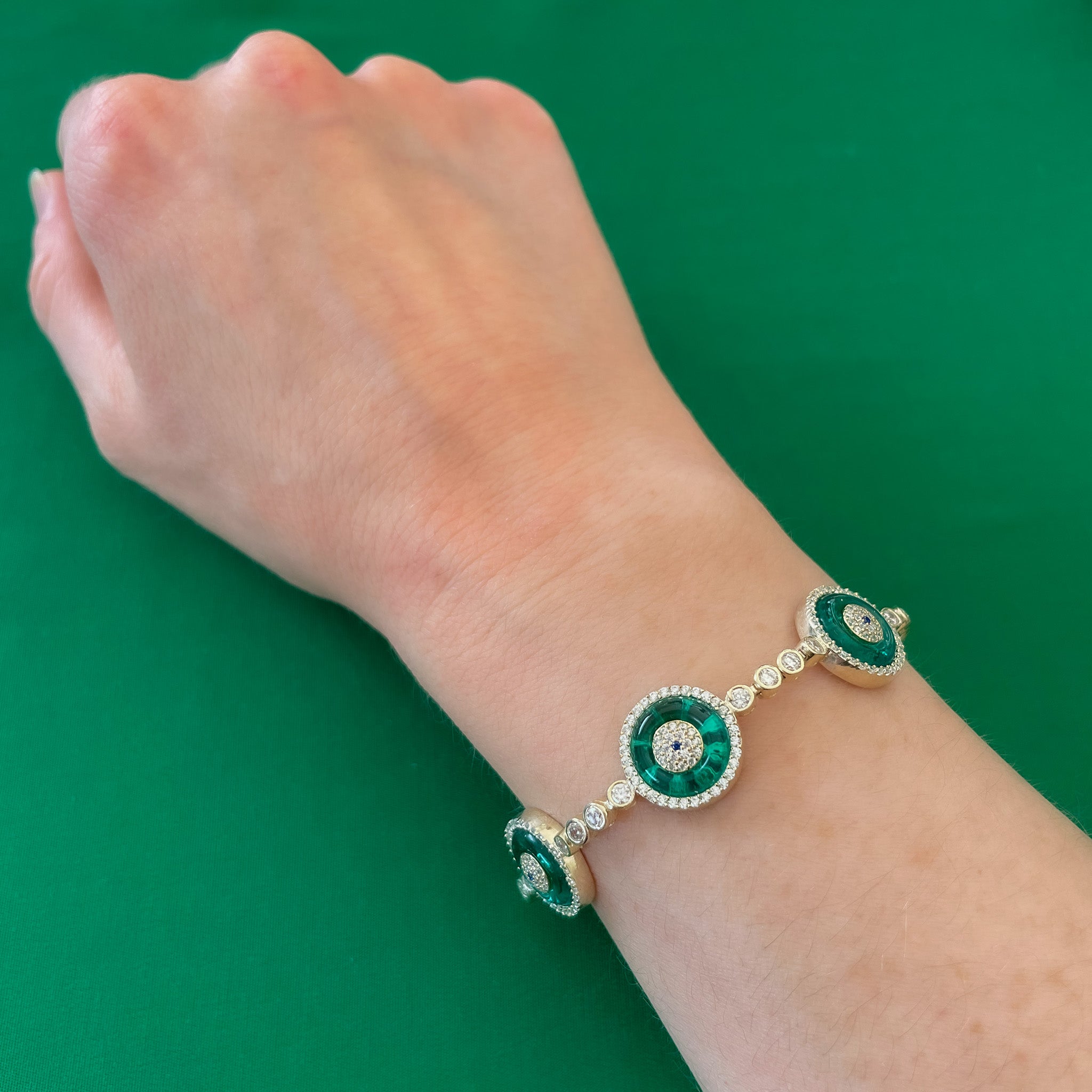Green Glass Evil Eye Bracelet – NOMADIC